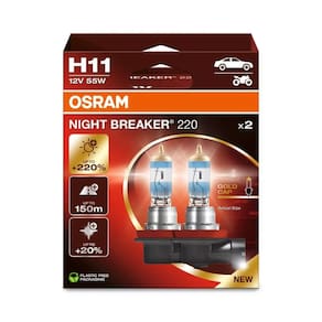 Par Lâmpada Osram Night Breaker 220 H11 55w 12v + 220% Luz
