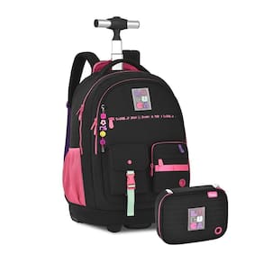 Kit Mochila Rodinhas Luluca Com Estojo Box Juvenil - Preto