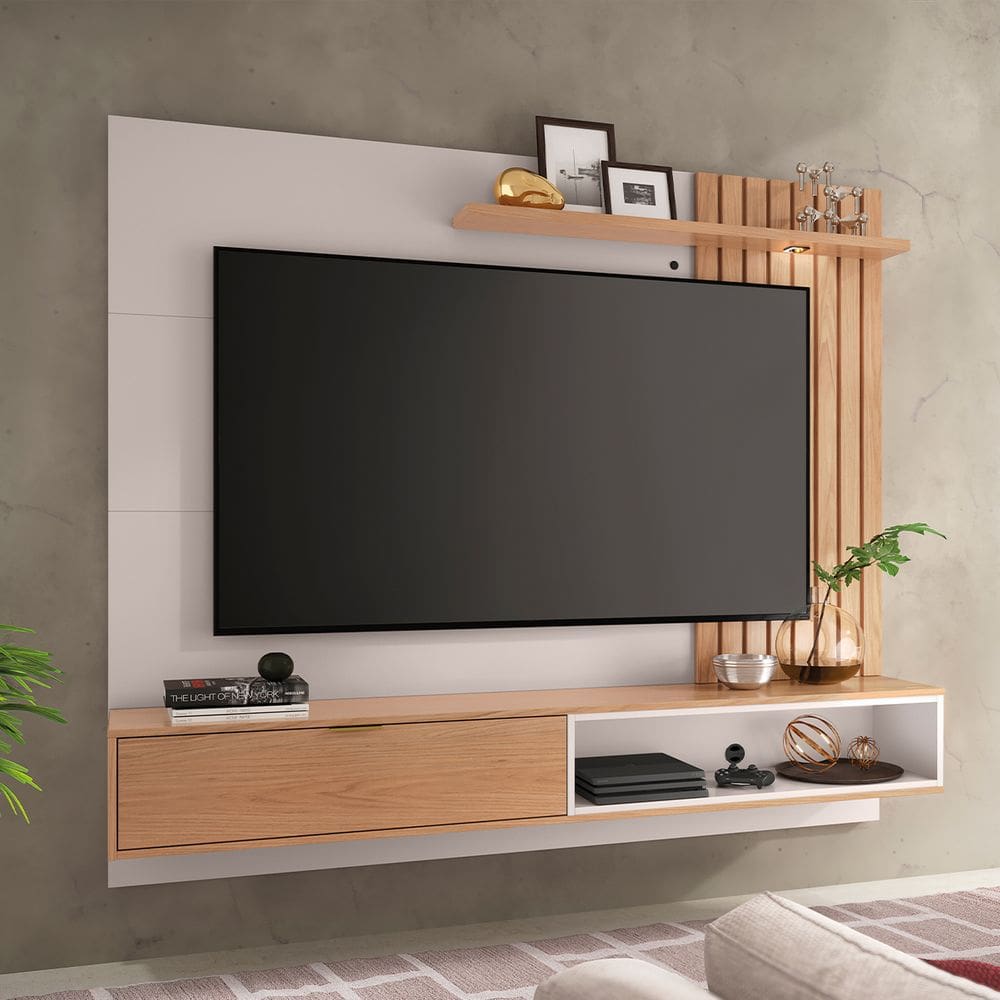 Home Suspenso Com Prateleira e Nicho Ambiente Elegante