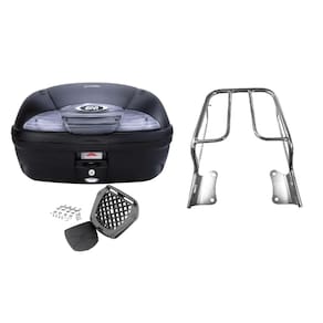 Kit Baú Moto 45L Givi E450nt + Bagageiro Cromado Factor 125 2009 2010 2011 2012 2013 2014 2015