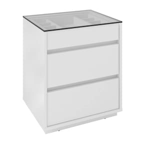 Mesa de Cabeceira com Tampo de Vidro Déli Branco