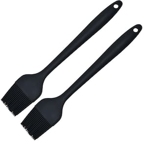 Pincel Culinario De Silicone Preto Kit 02 Un