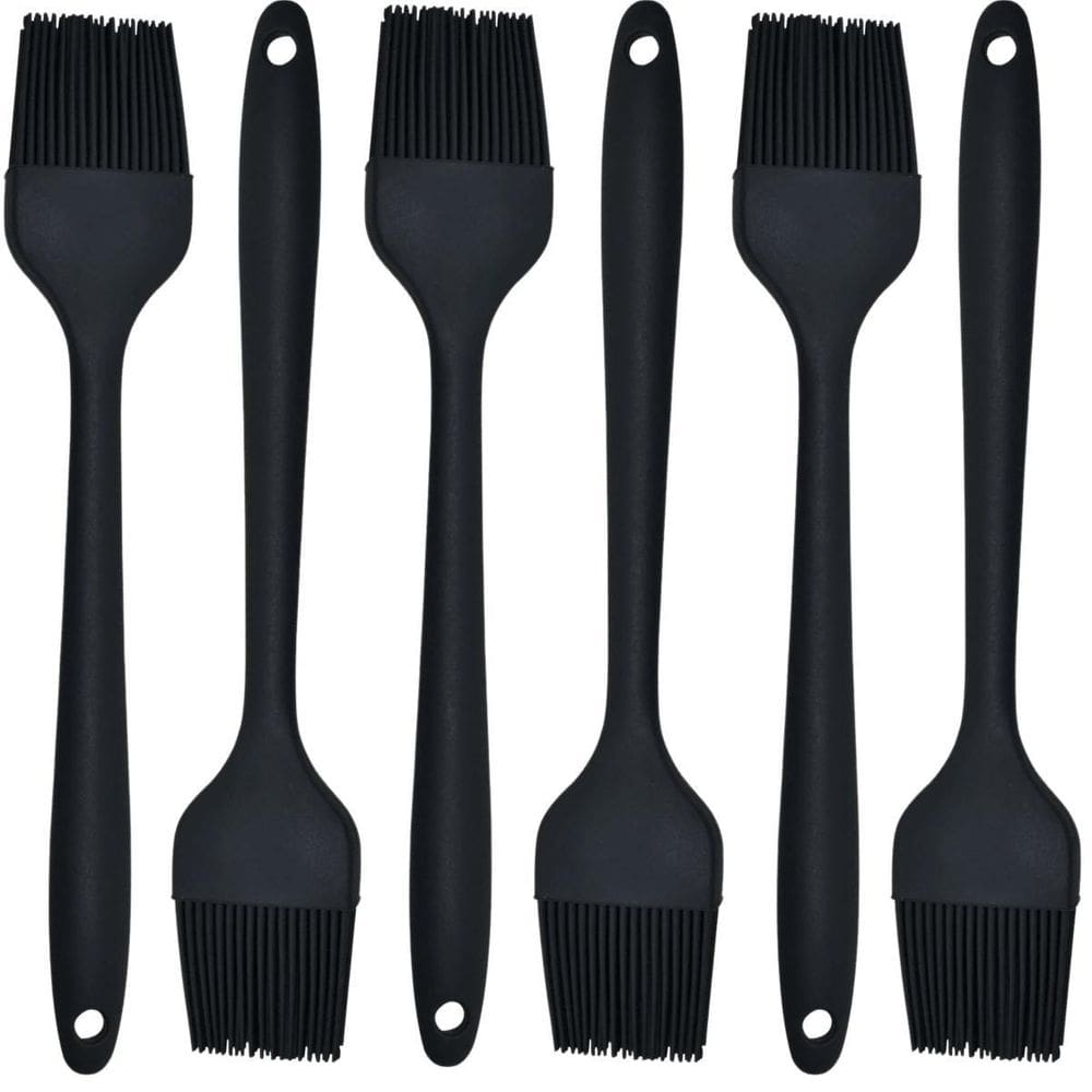 Pincel Culinario De Silicone Preto Kit 06 Un