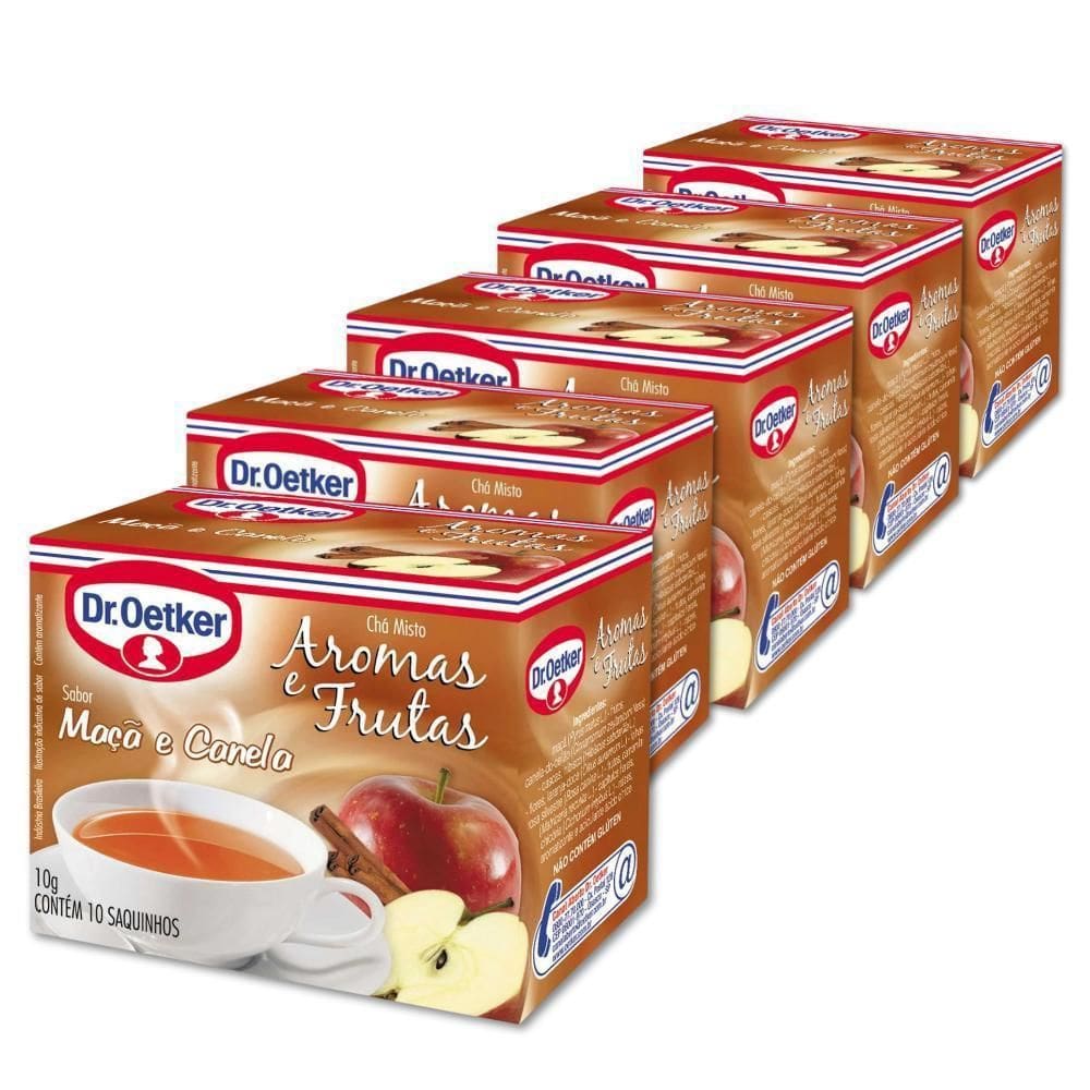 Chá Dr. Oetker Maçã E Canela Kit 5 Caixas 10 Saquinhos