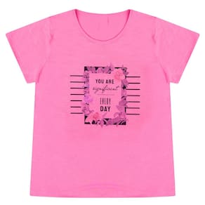 Blusa Feminina Plus Size Manga Curta em Poliéster Estampada