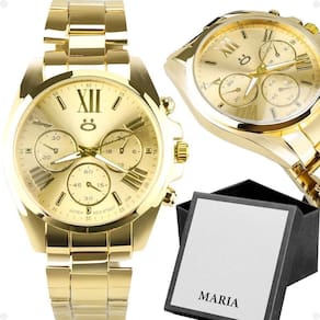 Relogio Feminino Dourado Aço Inoxidavel + Caixa Moda Qualidade Premium Presente Casual Social
