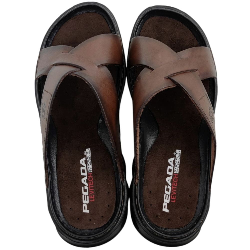 Chinelo Gaspea Masculino Casual Dia a Dia em Couro Levitech Pegada 134102