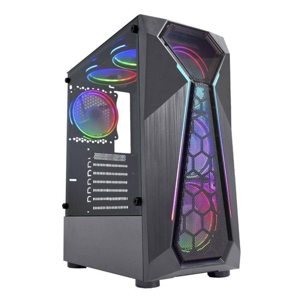 Gabinete Gamer K-Mex Warlock Cg-A1D4 Led Rgb E Lateral Vidro