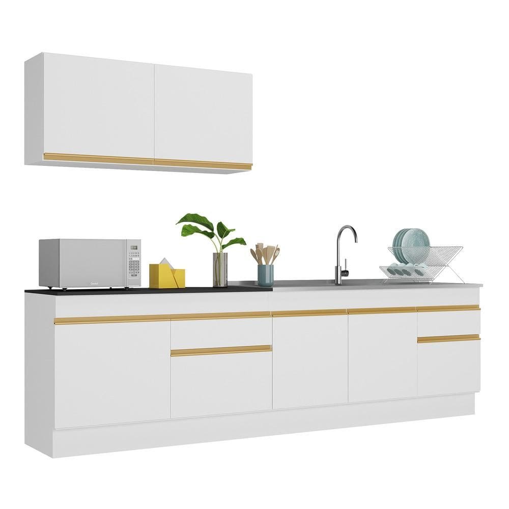 Armário de Cozinha Compacta 270cm com Rodapé Veneza Multimóveis V2111