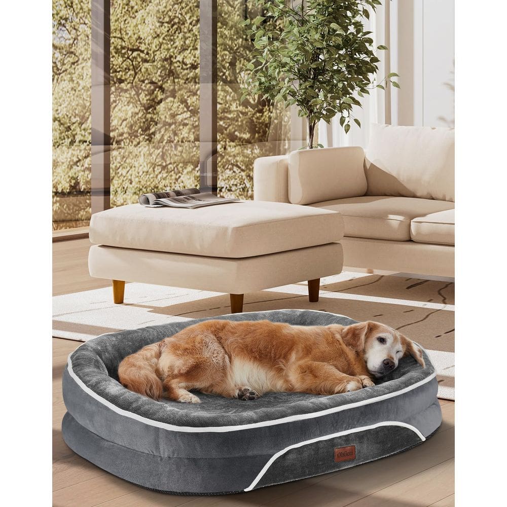 Cama ortopédica para cães OhGeni para cães grandes com suporte de espuma de ovo