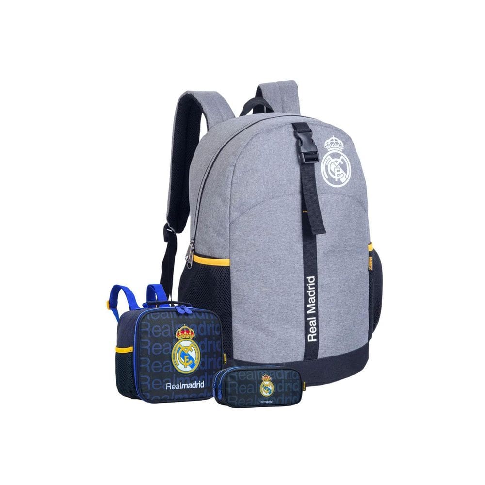 Kit Real Madrid Mochila Esporte Costa + Lancheira + Estojo D