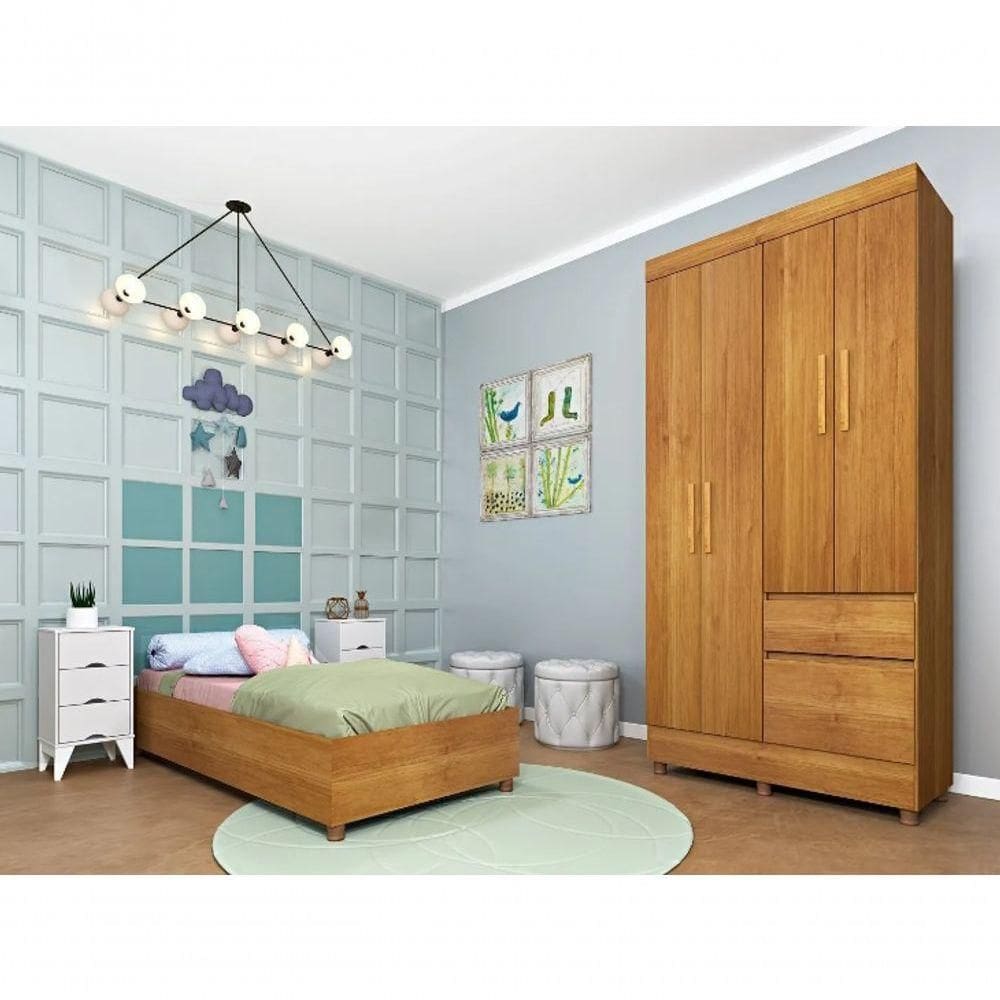 Guarda Roupa Infantil 4 Portas 2 Gavetas Oregon Tcil Móveis - Cinamomo