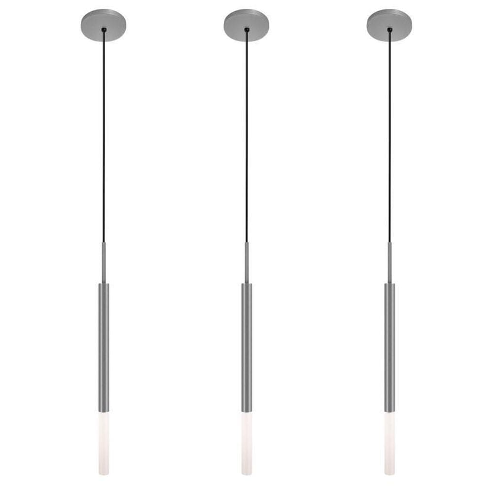 Kit 3 Luminárias De Teto Pendente Tubo Difusor Hall Prata