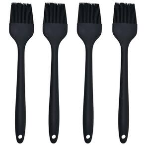 Pincel Culinario De Silicone Preto Kit 04 Un
