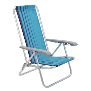 Cadeira De Praia Camping Reclinável Alumínio Bali Tramontina Azul