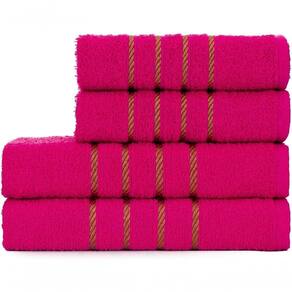 Jogo De Toalha 2 Banho + 2 Rosto Montreal 100% Algodão Alta Absorção Rosa Pink