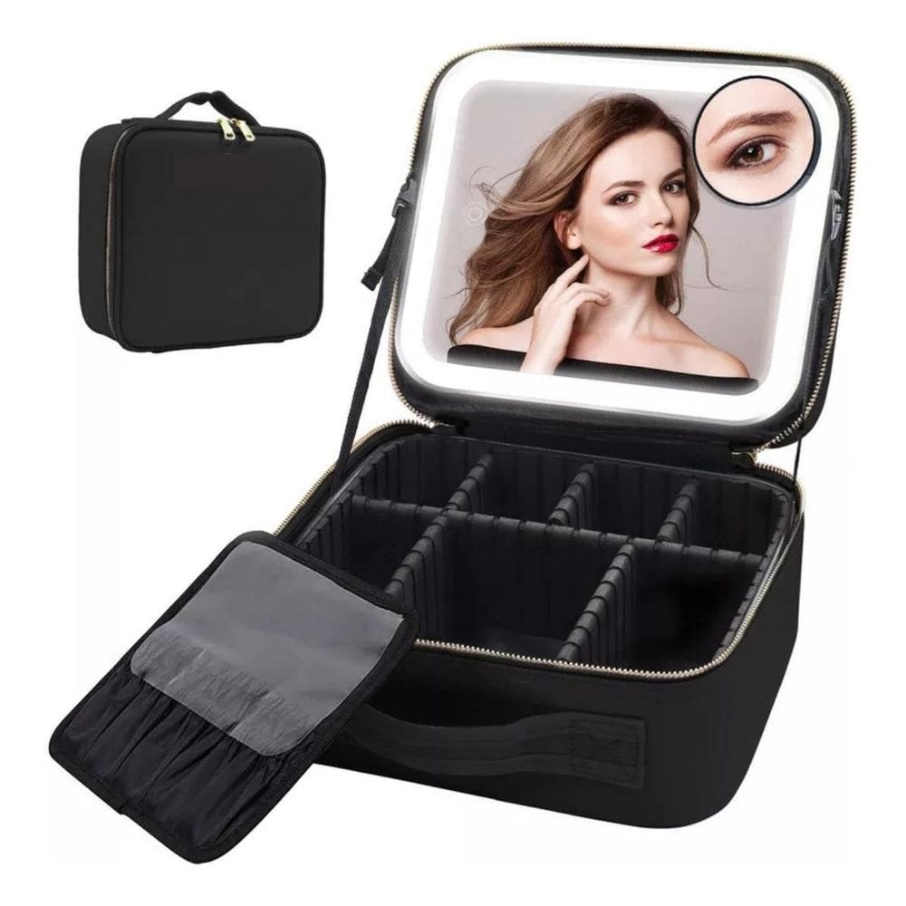Bolsa Maleta Portátil Maquiagem Cosméticos Viagem Luz Led