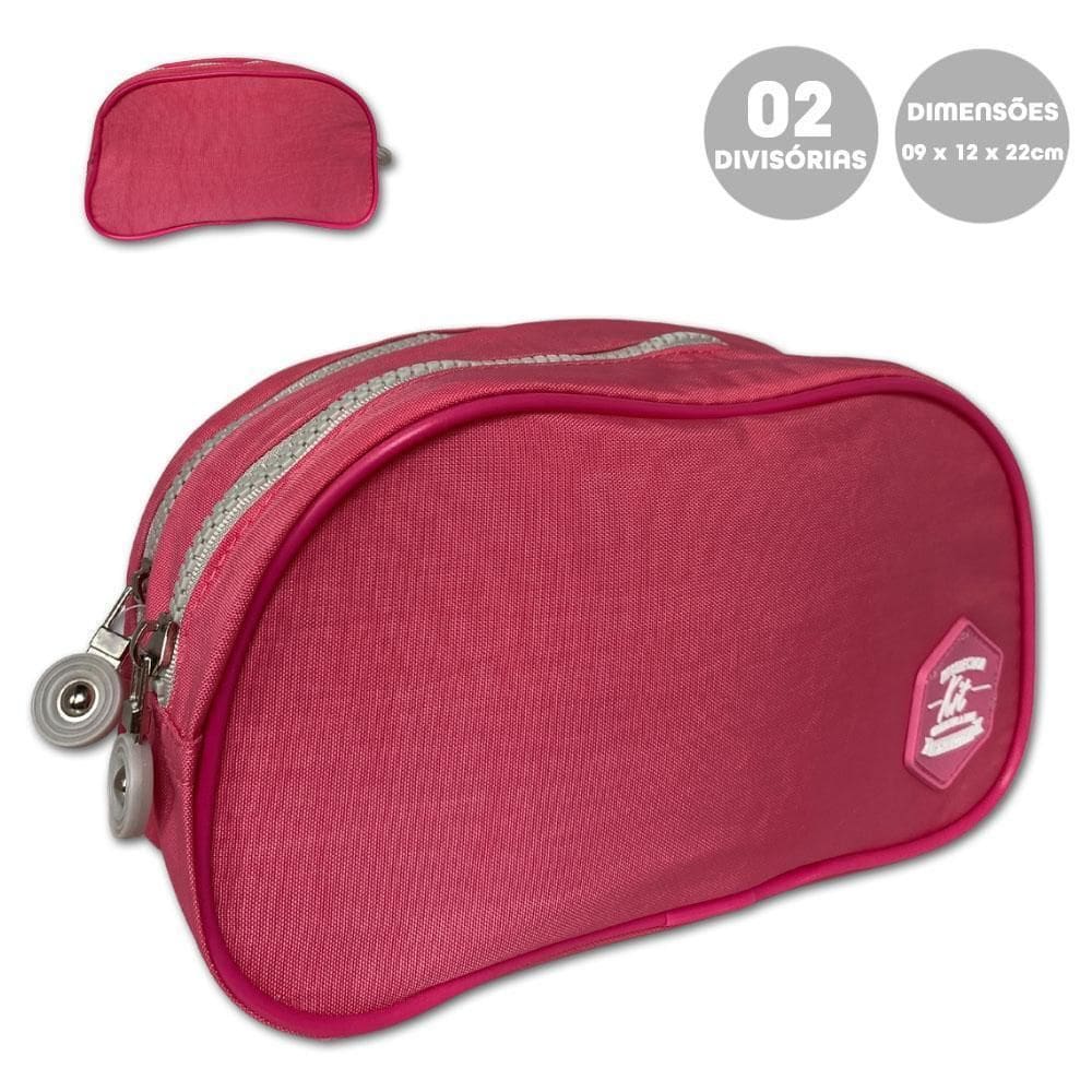 Estojo Escolar Duas Divisórias Rosa Kit Collection 699114