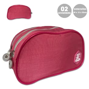 Estojo Escolar Duas Divisórias Rosa Kit Collection 699114
