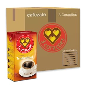 Café 3 Corações Tradicional A Vácuo Kit 20 Pacotes De 500G