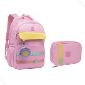 Kit Mochila De Costas Grande Feminino Com Estojo E Chaveiro
