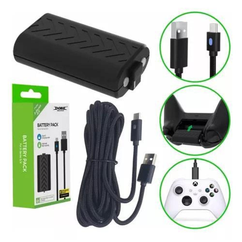 Kit Bateria Controle Xbox Series S/X + Cabo 3Mts 1200Mah