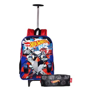 Kit Mochila Hot Wheels Rodinhas + Estojo Infantil Masculina