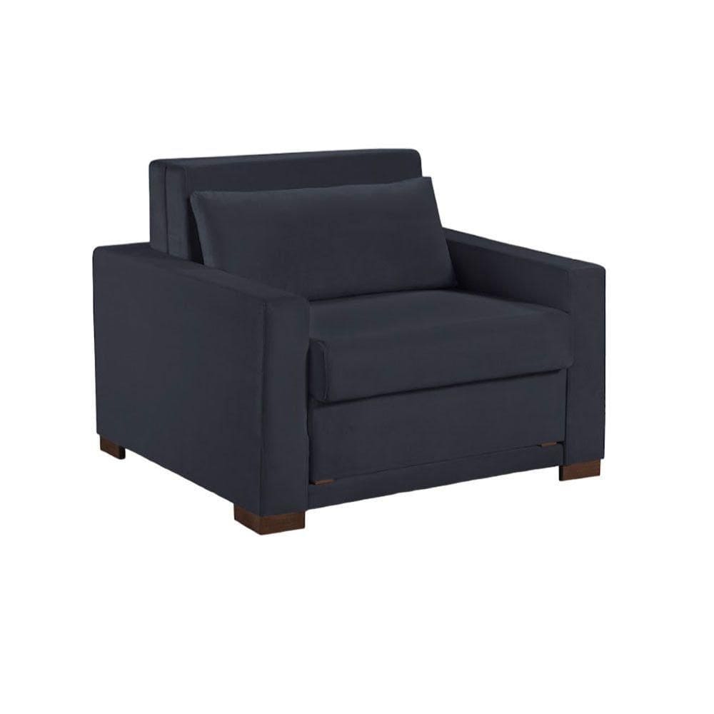 Sofa Cama Solteiro Sofia 1 Lugar 110cm Talento Móveis Preto