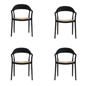 Conjunto 4 Cadeiras para Jardim e Varanda Lia com Braço Preto/Caramelo
