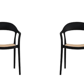 Conjunto 2 Cadeiras para Jardim e Varanda Lia com Braço Preto/Caramelo
