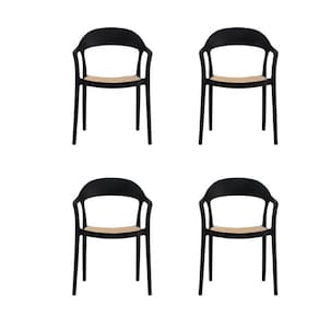 Conjunto 6 Cadeiras para Jardim e Varanda Lia com Braço Preto/Caramelo