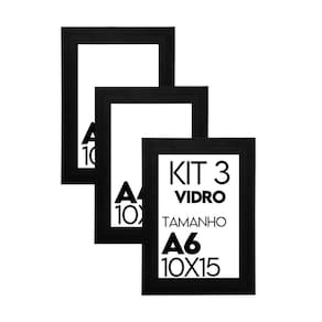 Porta Retrato Molduras para Fotos 10x15cm Kit de 3 Unidades com Vidro - caixa com 100 Unidade