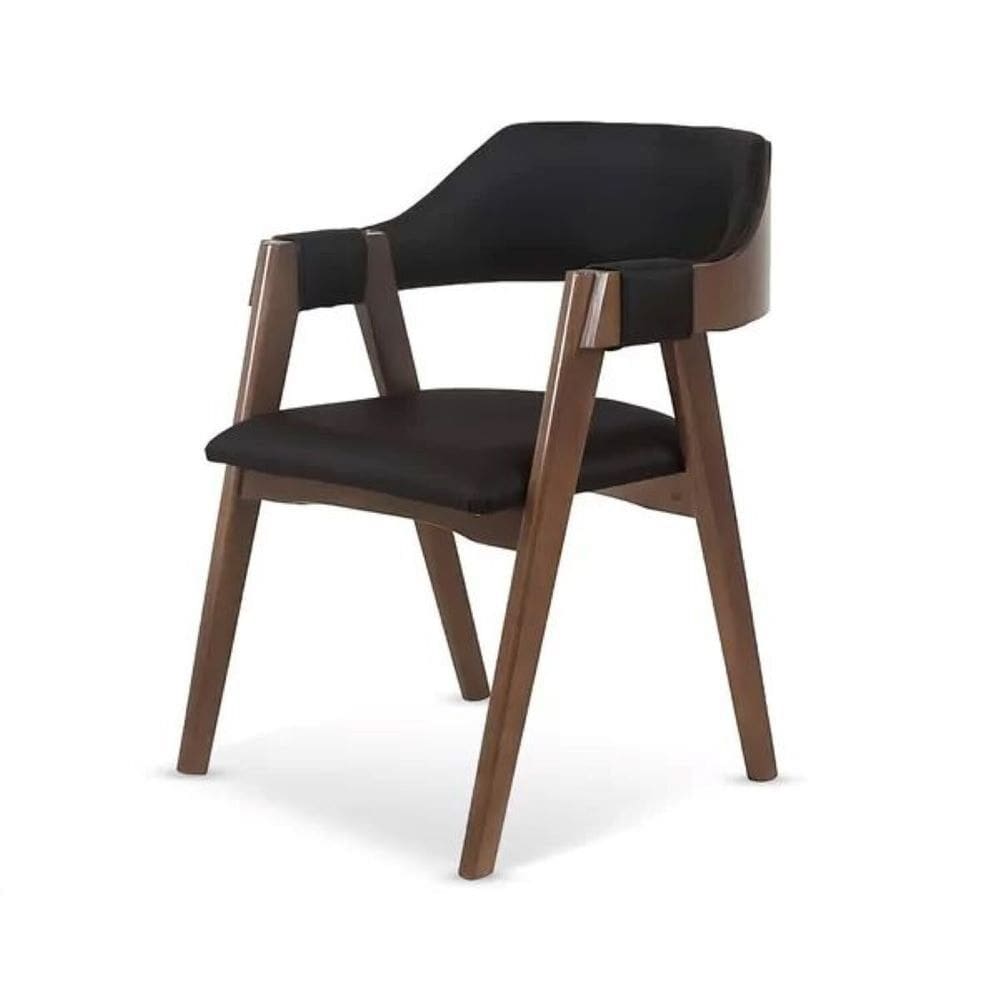 Cadeira Dalia de Madeira Maciça Encosto Anatômico com Apoio no Braço Preto