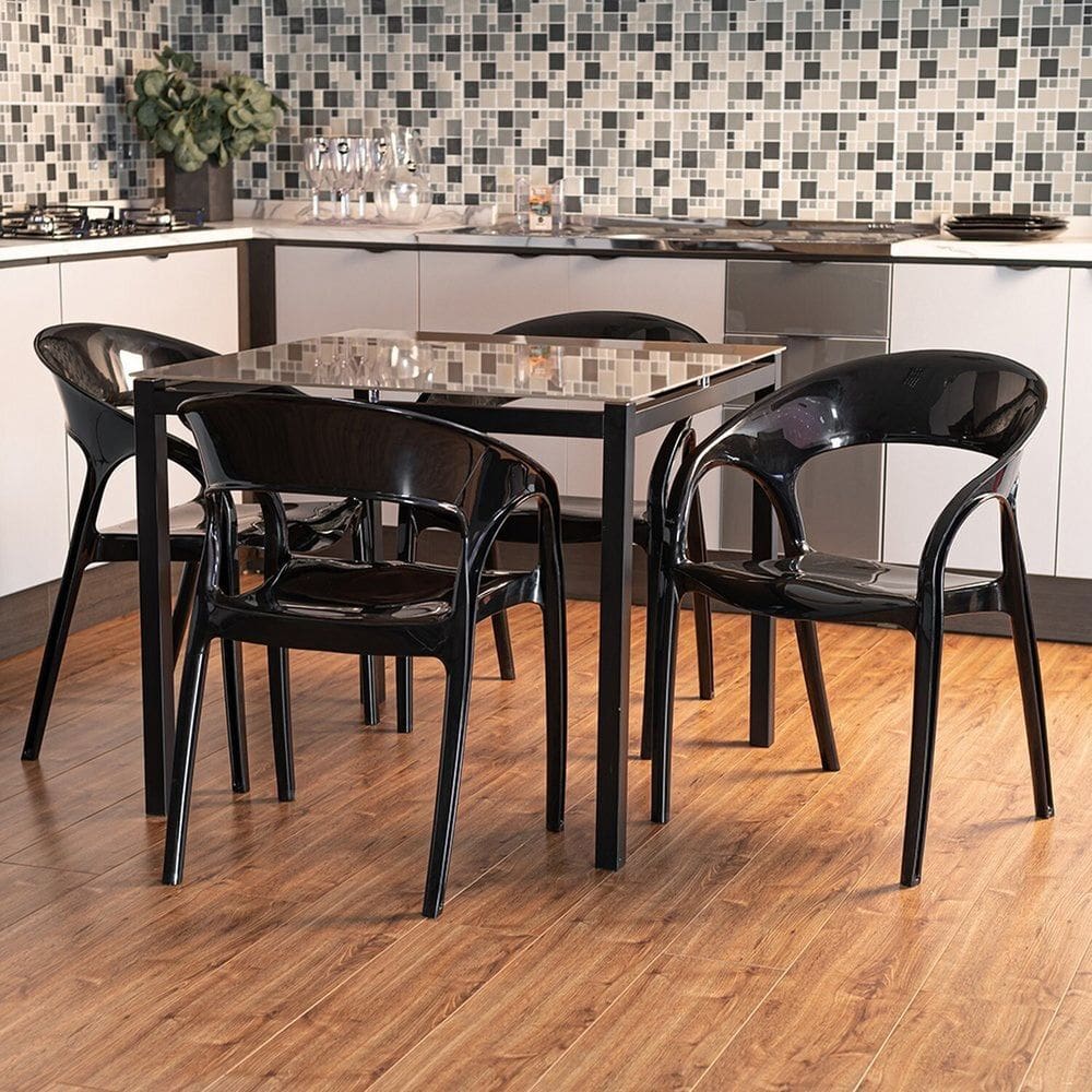 Conjunto 8 Cadeiras Glass Plus 56,1x59,3x81,9 Cm Preto