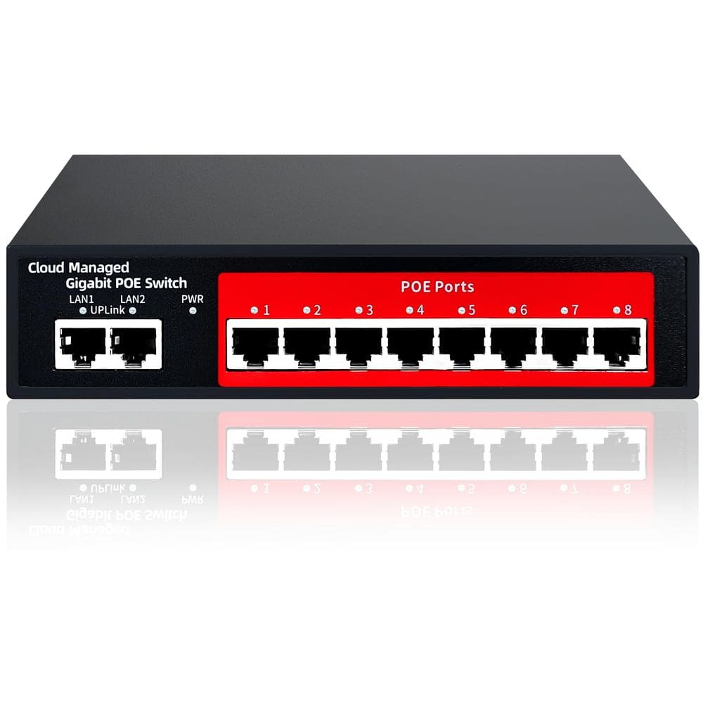 Switch PoE gerenciado STEAMEMO 10 portas Gigabit 8 PoE+ 120W
