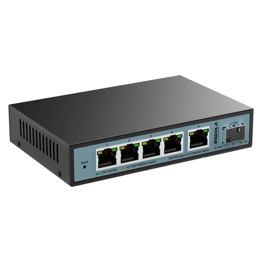Switch de rede Sodola SODOLA Switch gerenciado pela Web de 6 portas 2.5G
