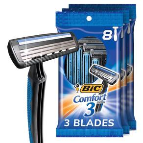 Lâminas de barbear descartáveis BIC Comfort 3 para homens, 3 lâminas, 24 unidades
