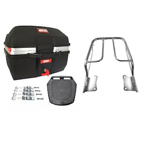 Kit Baú Moto 27 Givi Traffic E-27M + Bagageiro Ybr Factor 2009 Ate 2016 1º Linha Projetil