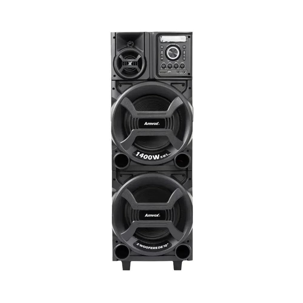 Caixa de Som Amplificada 1400W RMS LED Bivolt Preto 1402 Amvox