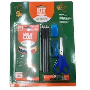 Kit Material Escolar Infantil Com 20 Peças Pintura Lápis De Cor Apontador E Borracha