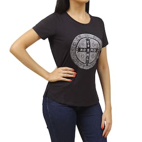 T-Shirt Feminina com Strass Preta Zoe Horse 37555