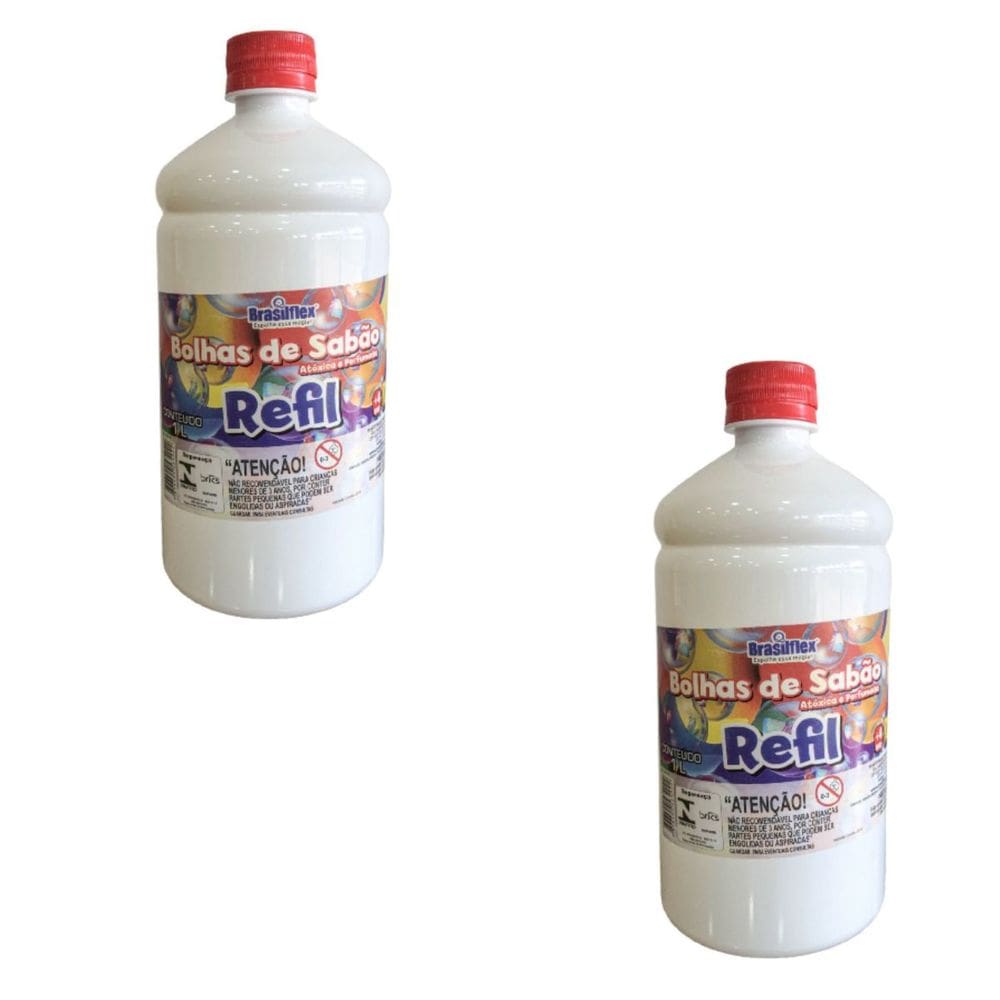 Kit Refil Bolhas de Sabão Bubble Liquido 2L Atóxica Perfumada Brasilflex