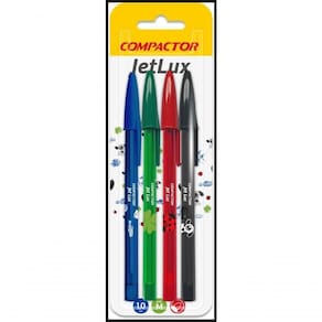 Caneta Esferografica Compactor Jet Lux Ii 1.0mm 4 Cores