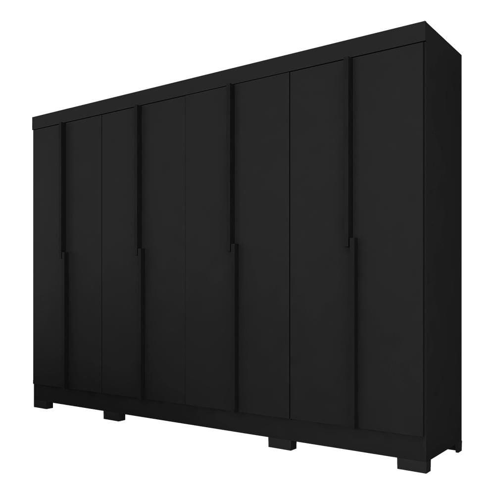 Guarda Roupa Casal Liz 8 Portas 2 Gavetas Preto Fosco - M.a