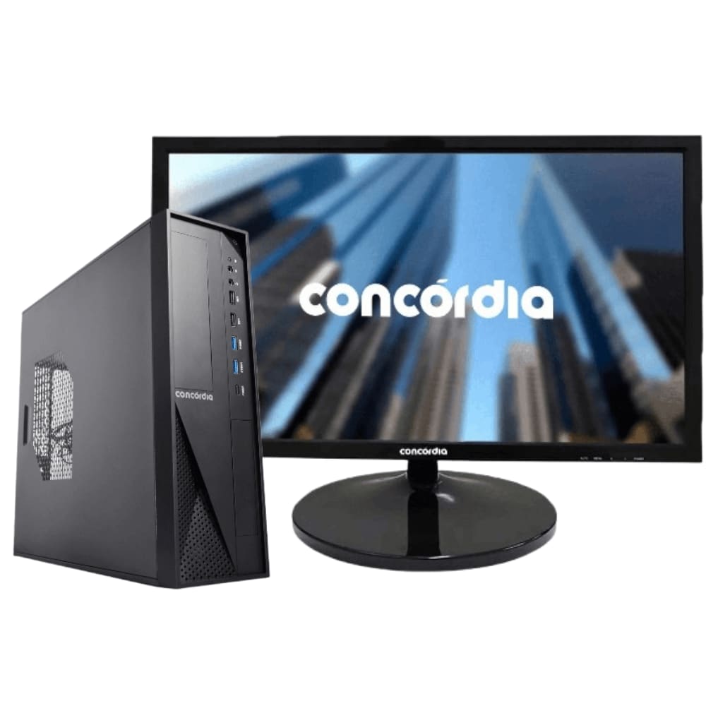 Computador SFF Concórdia Completo Com Monitor 21,5`` Processador Core i5 9400 8GB DDR4 SSD 240GB FreeDos