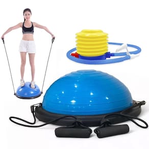 Bola Bosu Grande Com Elastico Reabilitaçao Yoga Pilates Fisioterapia Ginastica Alongamento Treino