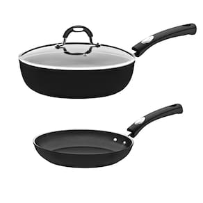 Jogo de Frigideiras Indução Tramontina Monaco 20cm e 24cm com Tampa Antiaderente Starflon Premium Preto