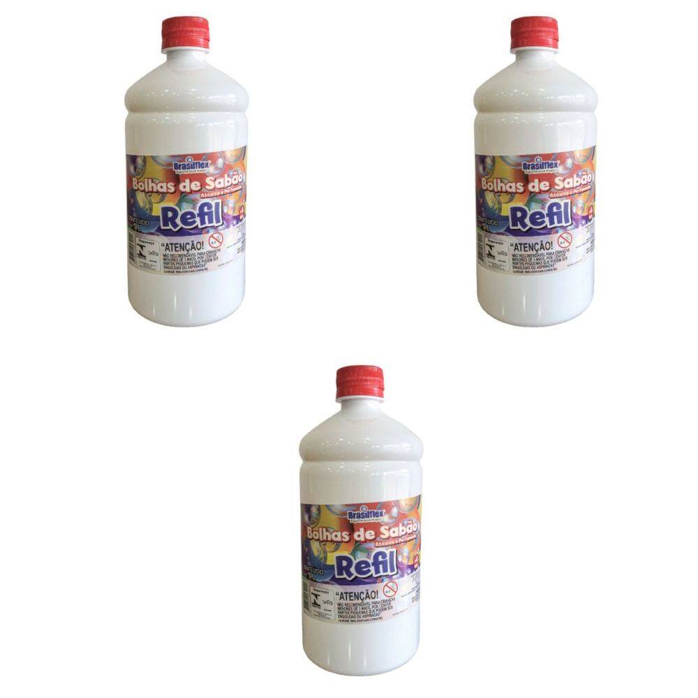 Kit Refil Bolhas de Sabão Bubble Liquido 3L Festas Aniversários Brasilflex
