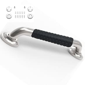 Barra de Apoio 30cm Inox Superficie Antiderrapante Banheiro Box Idoso Criança Gestante Cadeirante Acessibilidade Casa