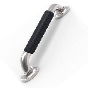 Barra de Apoio 30cm Inox Superficie Antiderrapante Banheiro Box Idoso Criança Gestante Cadeirante Acessibilidade Corrimao Escada Segurança